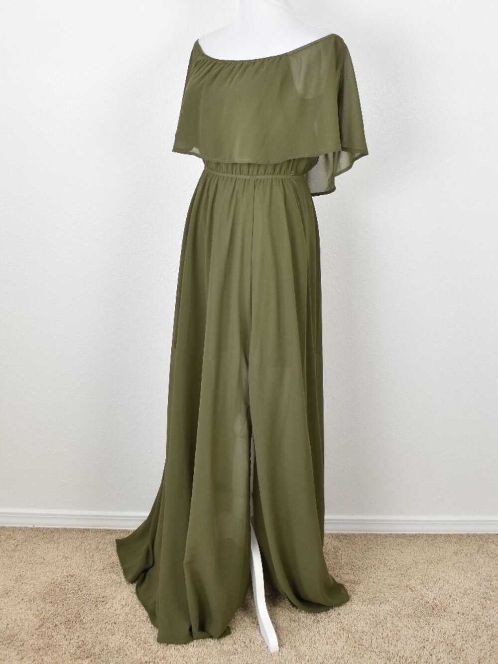 Baltic Born Victoria Olive Green Off Shoulder Maxi Dress - M - Picture 4 of 10